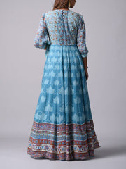 Blue Georgette Anarkali Gown