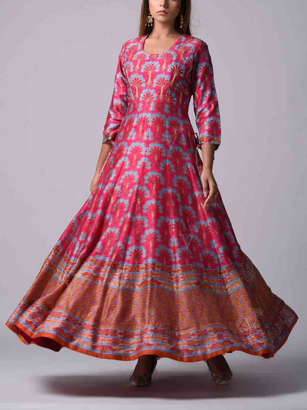 Pink Vasansi Silk Anarkali Gown