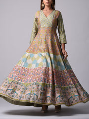 Grey Vasansi Silk Anarkali Gown