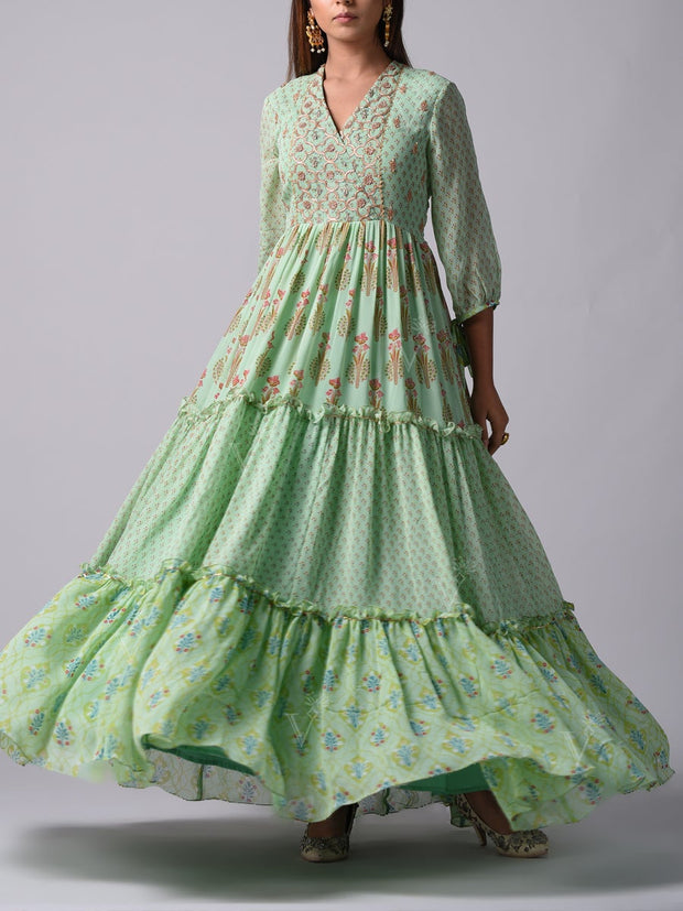 Green Georgette Anarkali Gown