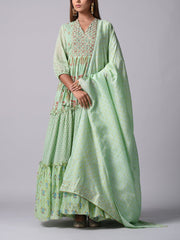 Green Georgette Anarkali Gown