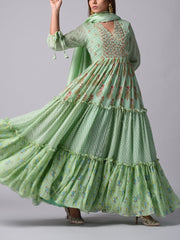 Green Georgette Anarkali Gown