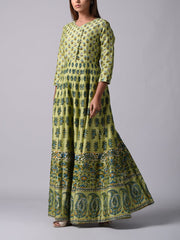 Green Vasansi Silk Anarkali Gown