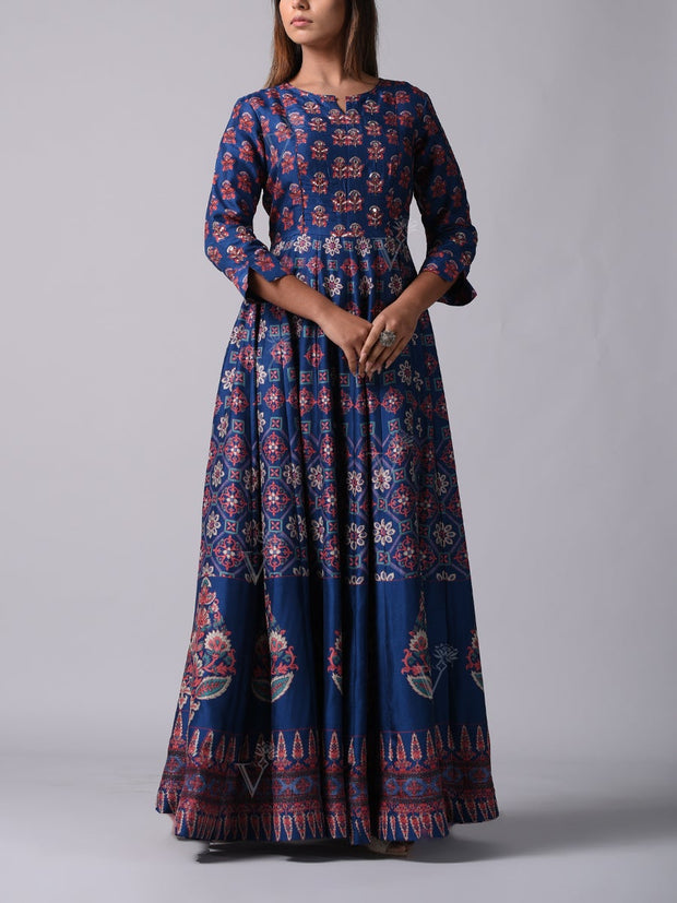 Blue Vasansi Silk Anarkali Gown