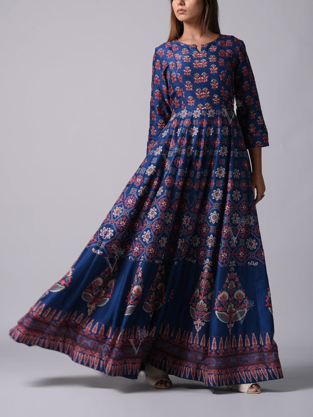 Blue Vasansi Silk Anarkali Gown