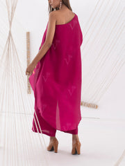 Magenta One Shoulder Pant Set