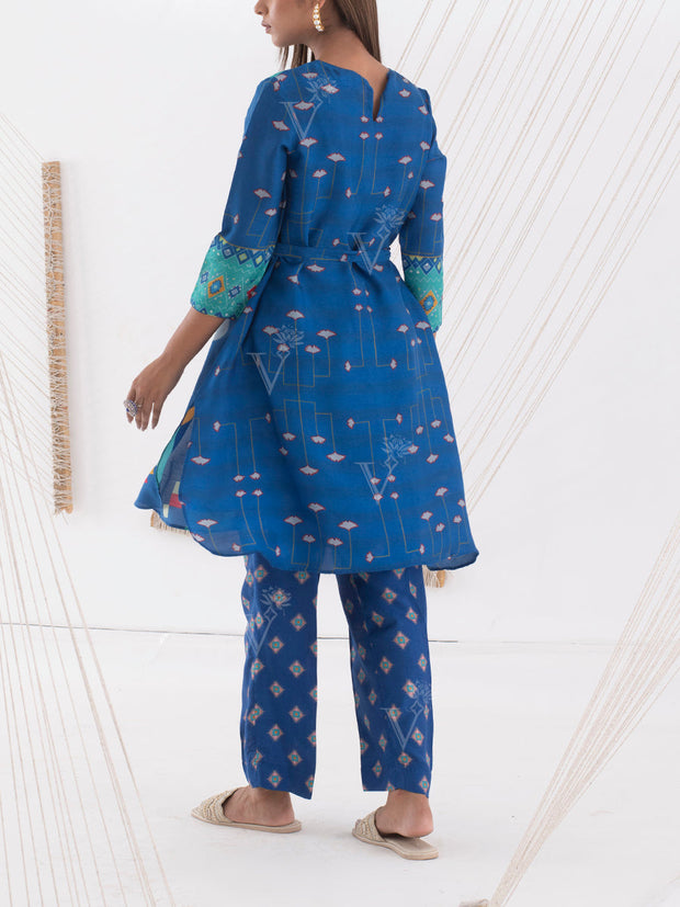 Blue Printed Vasansi Silk Coord Set