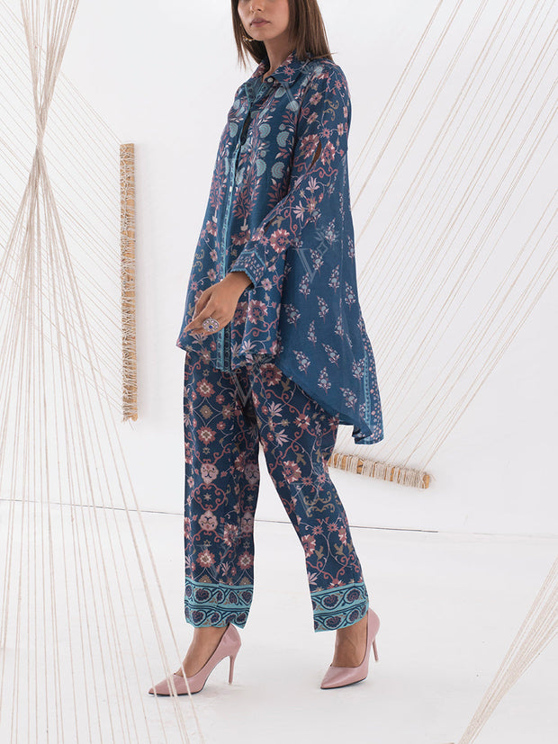 Indigo Blue Vasansi Silk Pant Set