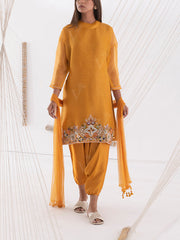 Mustard Yellow Organza Salwar Suit