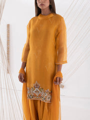 Mustard Yellow Organza Salwar Suit