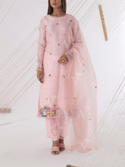 Baby Pink Chanderi Silk Pant Set