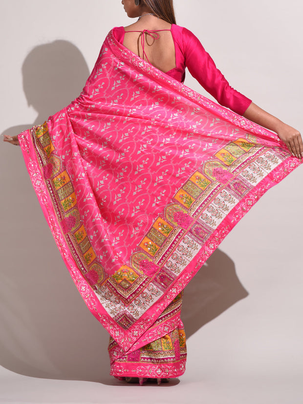 Pink Bemberg Highlighted Saree