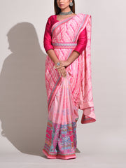 Peach Bemberg Highlighted Saree