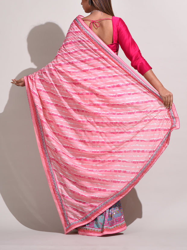 Peach Bemberg Highlighted Saree