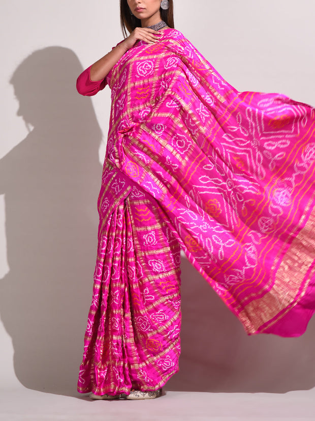 Pink Pure Satin Saree