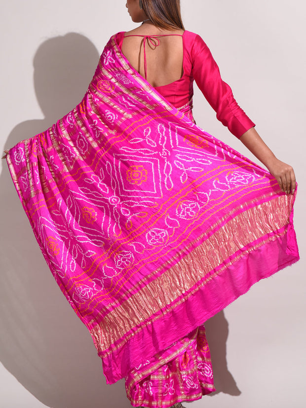 Pink Pure Satin Saree