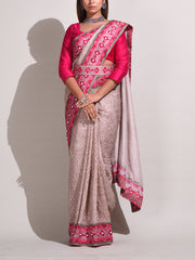 Grey Bemberg Highlighted Saree