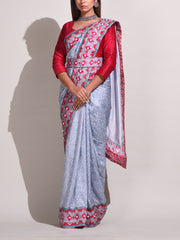 Grey Bemberg Highlighted Saree