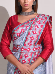 Grey Bemberg Highlighted Saree