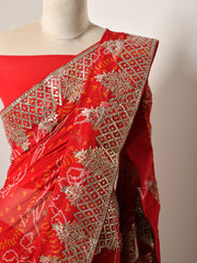 Red Georgette Bandhani Gotta Patti Saree