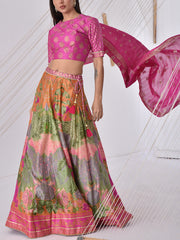 Pink Vasansi Silk Printed Lehenga