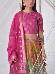 Pink Vasansi Silk Printed Lehenga