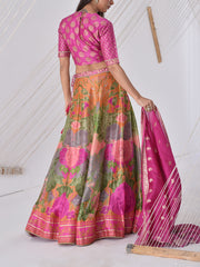 Pink Vasansi Silk Printed Lehenga