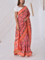 Orange Vasansi Silk Printed Patola Saree