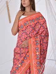 Orange Vasansi Silk Printed Patola Saree