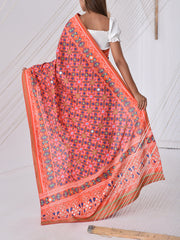 Orange Vasansi Silk Printed Patola Saree