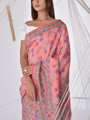 Peach Vasansi Silk Printed Saree