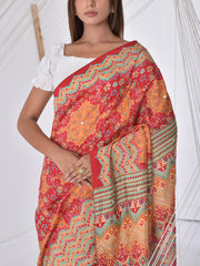 Red Vasansi Silk Printed Saree