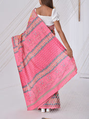 Pink Vasansi Silk Printed Saree