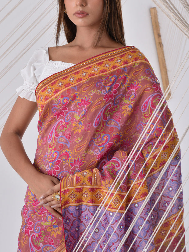 Multi Color Vasansi Silk Printed Saree