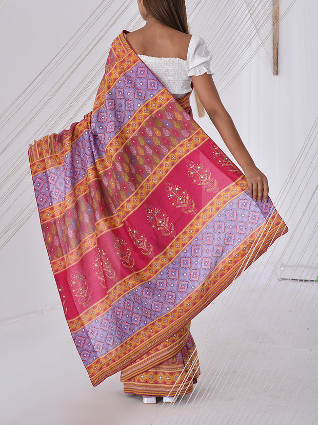 Multi Color Vasansi Silk Printed Saree