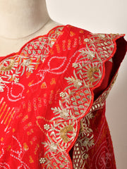 Red Georgette Bandhani Gotta Patti Saree