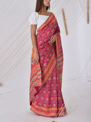 Pink Vasansi Silk Printed Saree