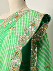 Green Georgette Leheriya  Gotta Patti Saree