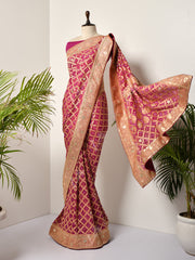 Purple Banarasi Bandhani Gotta Patti Saree