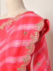 Peach Georgette Leheriya  Gotta Patti Saree