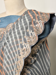 Grey Georgette Leheriya  Gotta Patti Saree