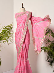 Pink Silk Leheriya  Gotta Patti Saree