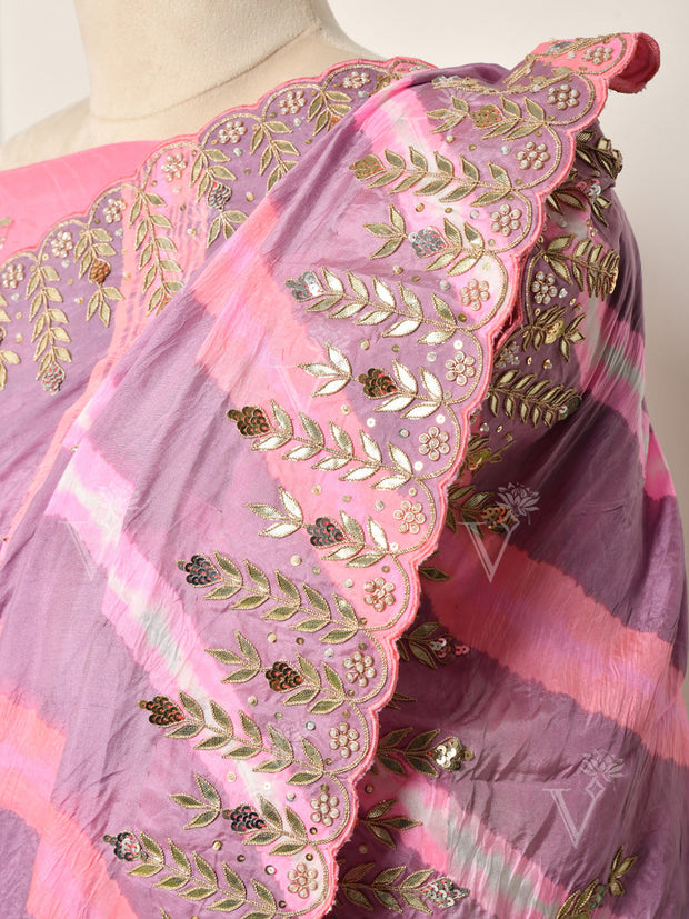 Pink Silk Leheriya  Gotta Patti Saree