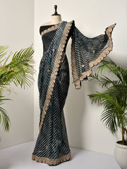 Black Georgette Leheriya  Gotta Patti Saree