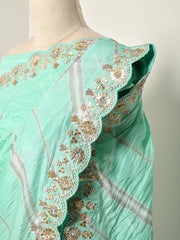 Green Silk Leheriya  Gotta Patti Saree