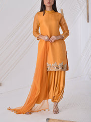 Ocher Yellow Organza Salwar Suit