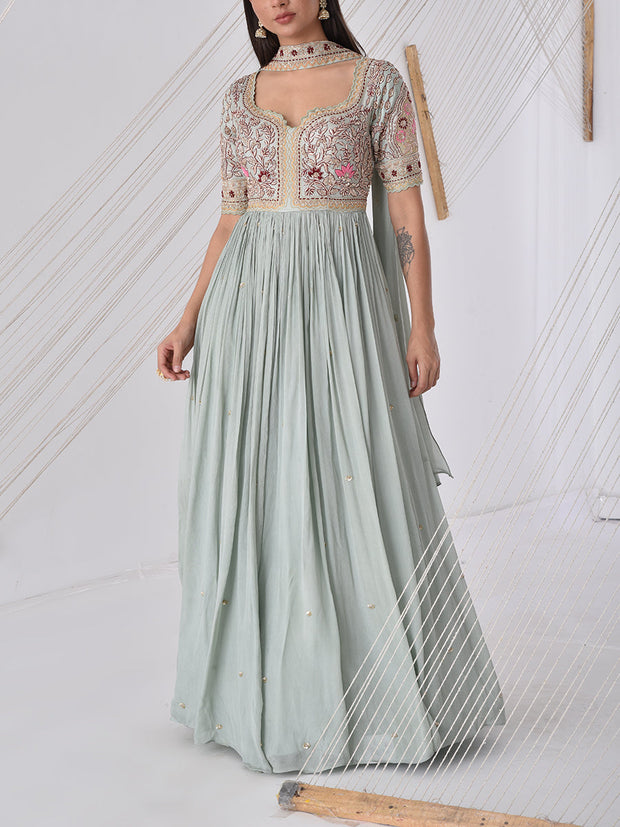 Laurel Green Georgette Gown