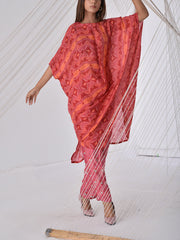 Carrot Red Vasansi Silk Cape Set