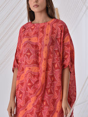 Carrot Red Vasansi Silk Cape Set