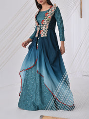 Blue Embroidered Gown